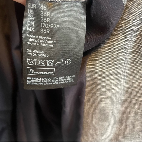 H&M Men's Gray Skinny Fit Linen-Blend Blazer - Size 36R - Picture 9 of 13